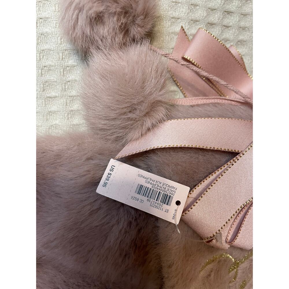 NWT Victorias Secret Blush Pink Fuzzy Pom Pom Christmas Holiday Stocking - Picture 3 of 9
